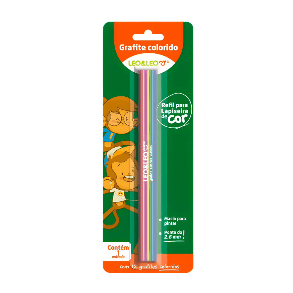Grafite Colorido 2.6mm com 12 Cores - Leo-Leo